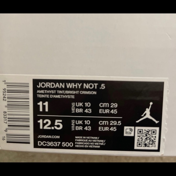 Air Jordan WHY Not Zer0.5 Childhood Mens Basketball Shoes size 11 - Picture 3 of 4